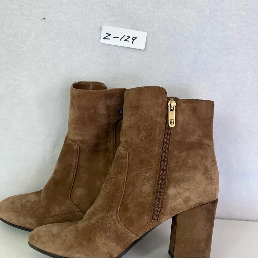 Tommy Hilfiger Boots Womens 8M Brown TWNATALAI Ankle Suede Leather